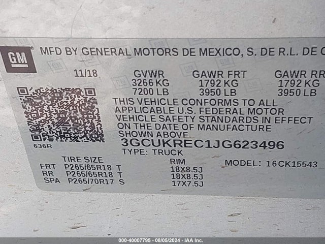 Chevrolet Silverado 1500 2lt 2018 3GCUKREC1JG623496 Image 9