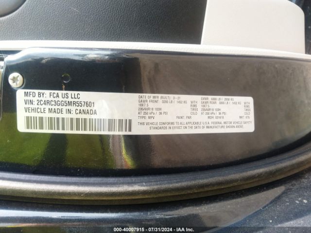 2C4RC3GG5MR557601 Chrysler Pacifica Limited Awd
