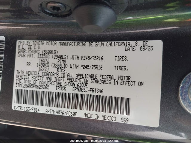 3TMCZ5AN5PM629285 Toyota Tacoma Sr V6