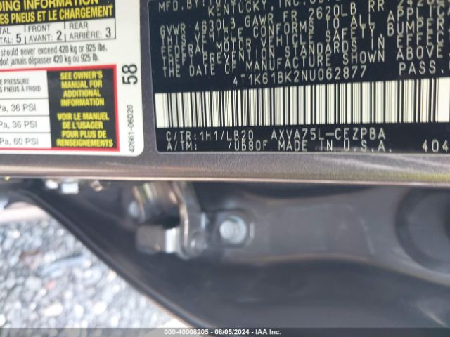 4T1K61BK2NU062877 Toyota Camry Xse Awd