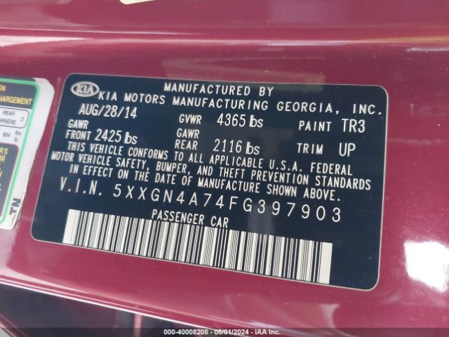 5XXGN4A74FG397903 KIA OPTIMA EX