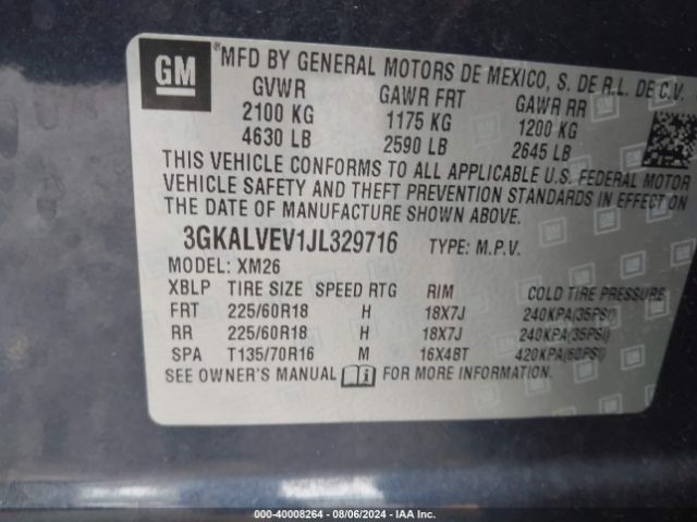 3GKALVEV1JL329716 GMC Terrain Slt