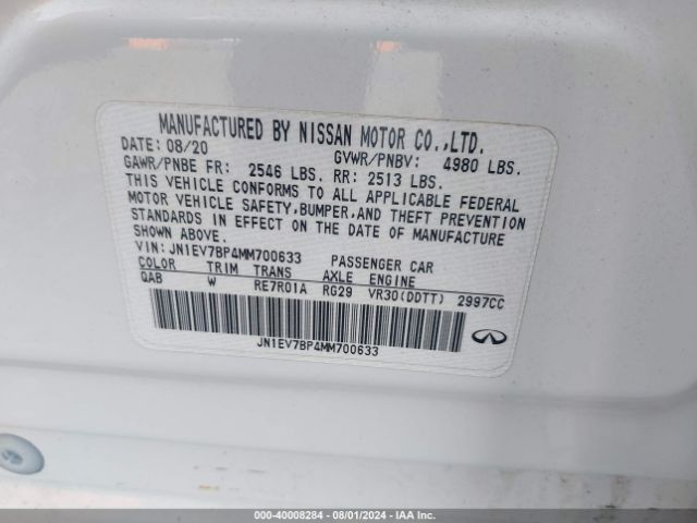 JN1EV7BP4MM700633 Infiniti Q50 LUXE