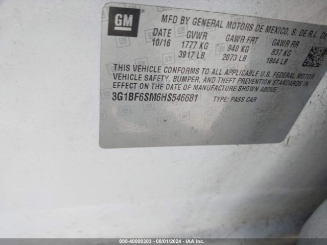 3G1BF6SM6HS546681 Chevrolet Cruze Premier Auto