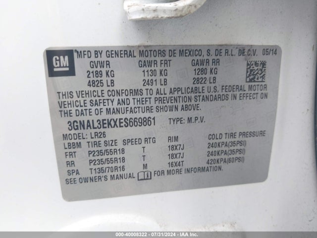 Chevrolet Captiva Sport Lt 2014 3GNAL3EKXES669861 Image 9