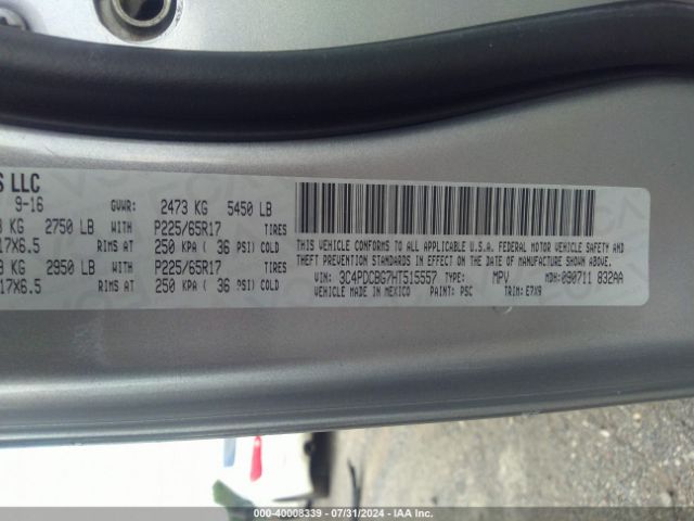 3C4PDCBG7HT515557 Dodge Journey Sxt
