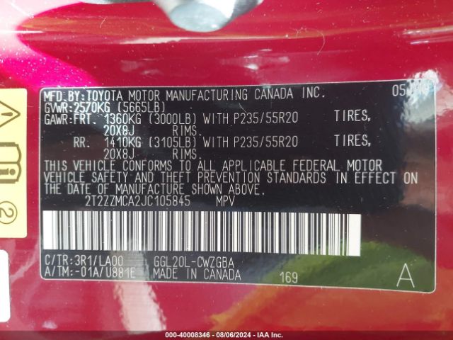 2018 LEXUS RX 350 2T2ZZMCA2JC105845 Photo 8