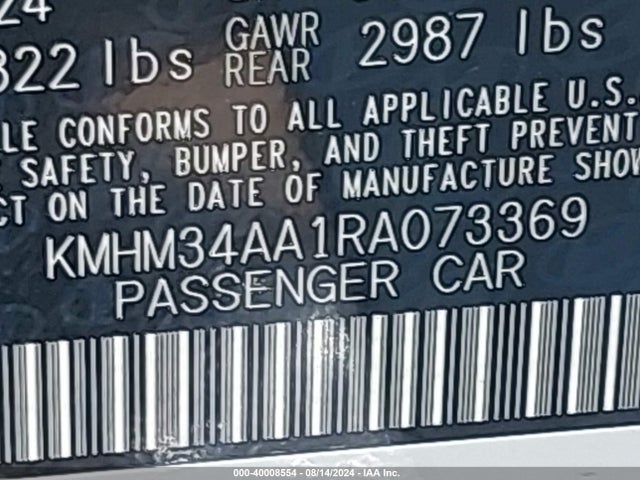 KMHM34AA1RA073369 Hyundai Ioniq 6 Sel