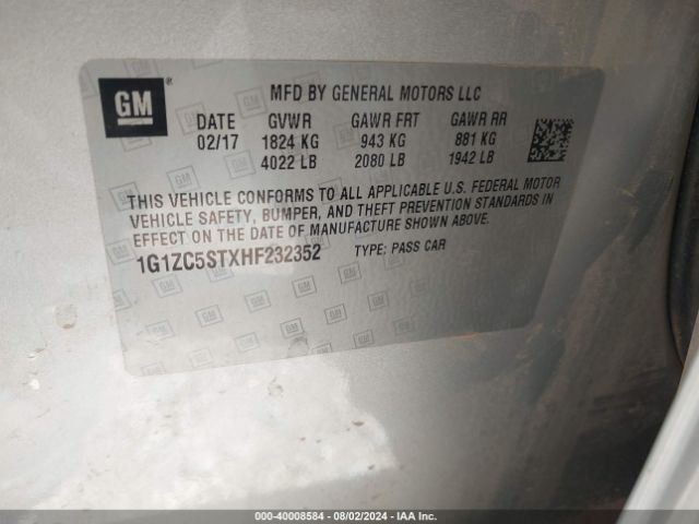 1G1ZC5STXHF232352 Chevrolet Malibu 1fl