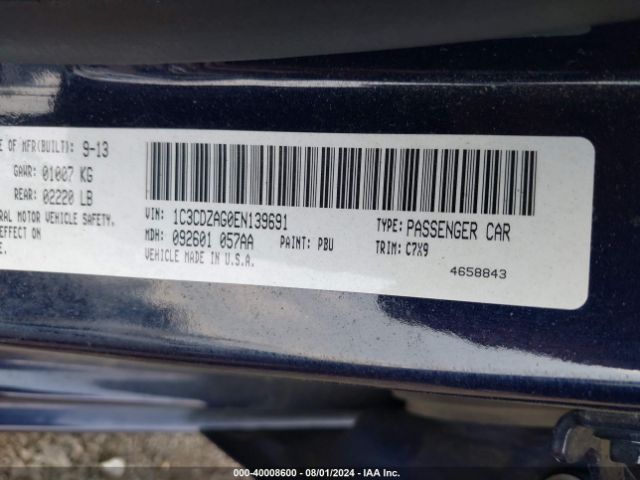 1C3CDZAG0EN139691 Dodge AVENGER SE