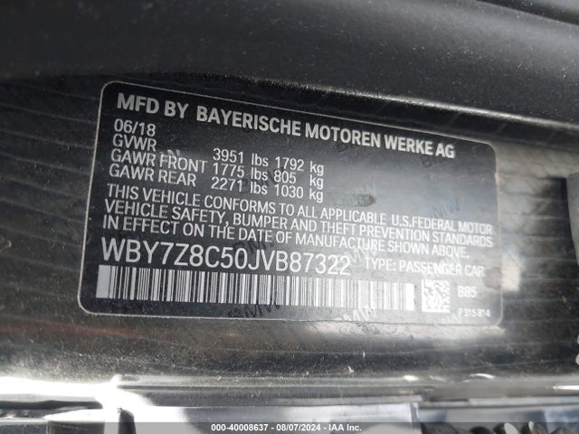 BMW I3s 94ah W/range Extender 2018 WBY7Z8C50JVB87322 Image 9