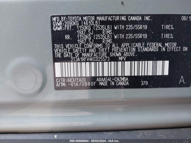 Toyota Rav4 Xle Premium 2019 2T3A1RFV4KC025573 Image 9