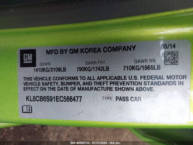 Chevrolet Spark Ls Auto 2014 KL8CB6S91EC566477 Image 9