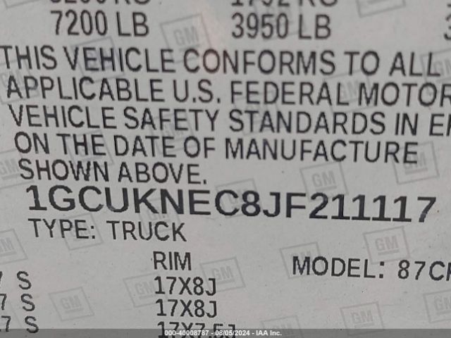 1GCUKNEC8JF211117 Chevrolet Silverado 1500 Ls