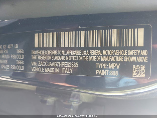 ZACCJAAB7HPE62335 Jeep Renegade Sport Fwd