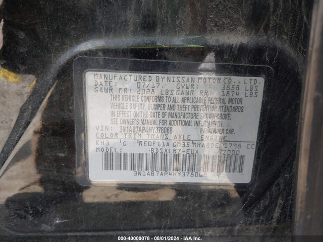 Nissan SENTRA SR 2017 3N1AB7AP4HY378068 Image 9
