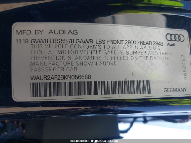 2019 AUDI A7 WAUR2AF28KN056688 Photo 8