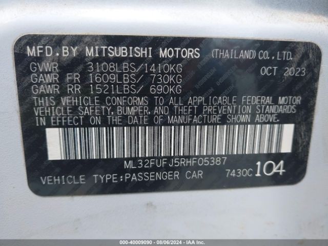 ML32FUFJ5RHF05387 Mitsubishi Mirage G4 Black Edition