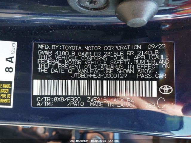 Toyota Corolla Hybrid Le 2023 JTDBDMHE3PJ000129 Image 9