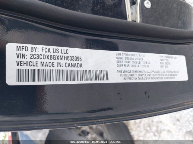 2C3CDXBGXMH633096 Dodge Charger Sxt Rwd