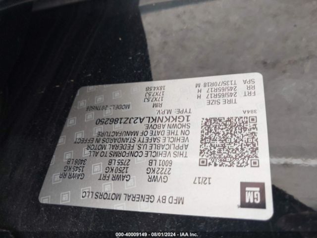 1GKKNKLA2JZ186250 GMC Acadia Sle-1