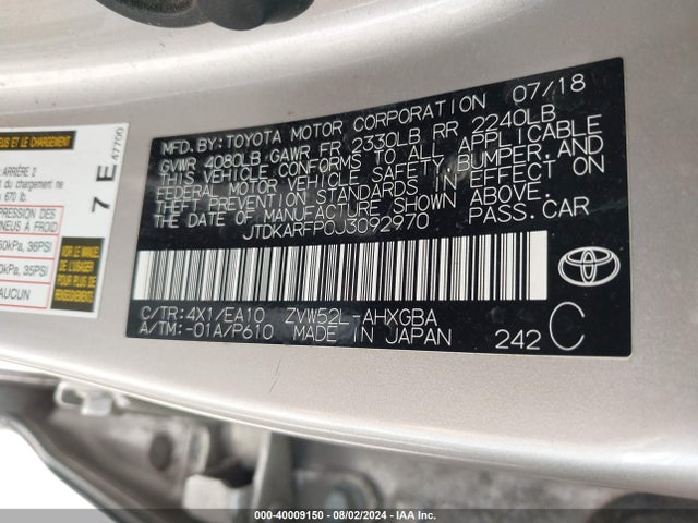 Toyota Prius Prime Advanced/plus/premium 2018 JTDKARFP0J3092970 Image 9