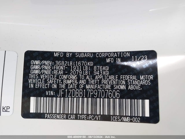 Subaru Brz Premium 2023 JF1ZDBB17P9707606 Image 9