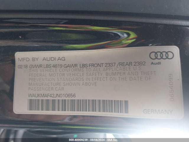 WAUKMAF42JN010656 Audi A4 2.0t Tech Ultra Premium
