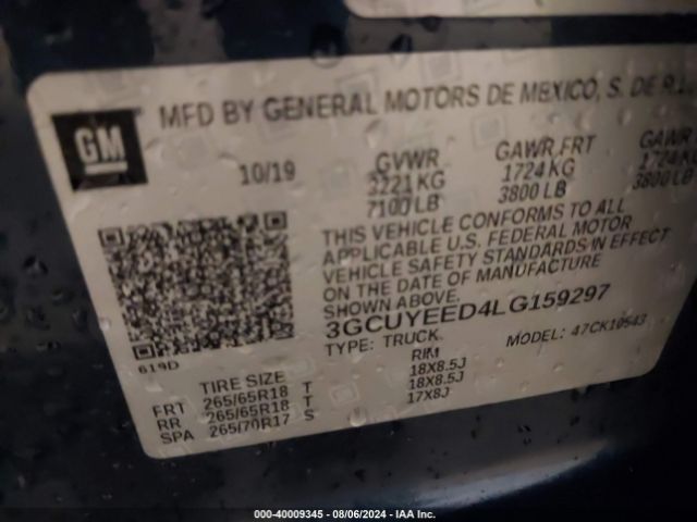 3GCUYEED4LG159297 Chevrolet Silverado 1500 4wd  Short Bed Rst