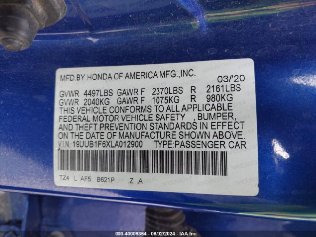 19UUB1F6XLA012900 Acura Tlx A-spec/a-spec W/red Leather
