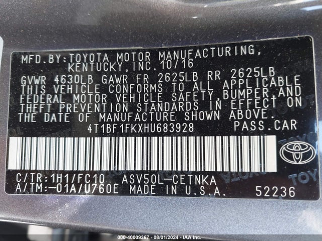 Toyota CAMRY LE 2017 4T1BF1FKXHU683928 Image 7