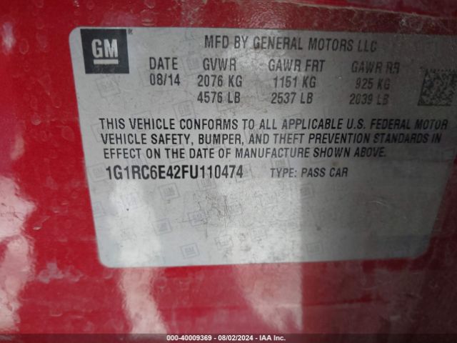 1G1RC6E42FU110474 Chevrolet Volt