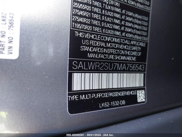 SALWR2SU7MA756543 Land Rover Range Rover Sport Hse Silver Edition Mhev