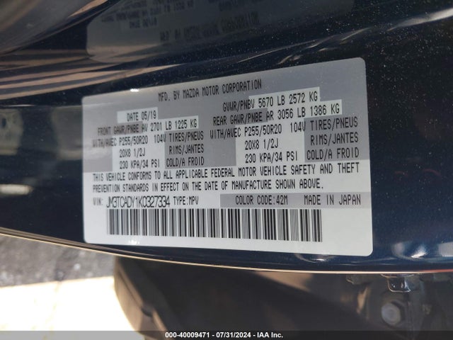 JM3TCADY1K0327334 Mazda Cx-9 Grand Touring