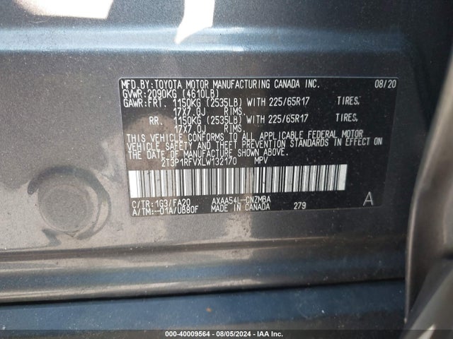 Toyota Rav4 Xle 2020 2T3P1RFVXLW132170 Image 9