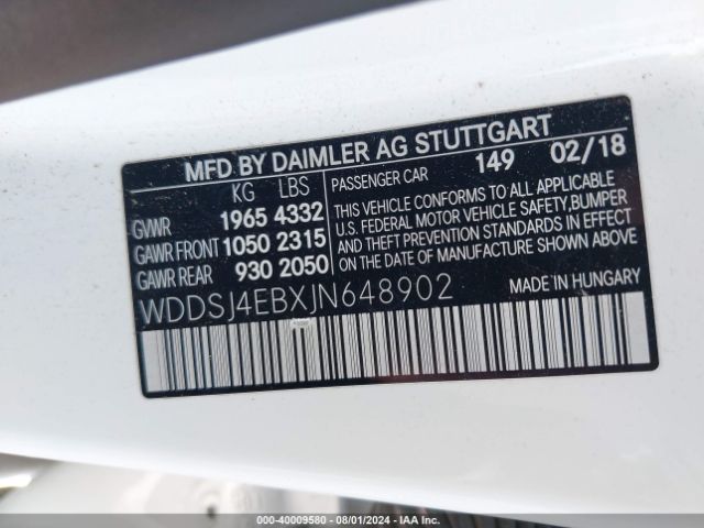 WDDSJ4EBXJN648902 Mercedes-Benz CLA 250