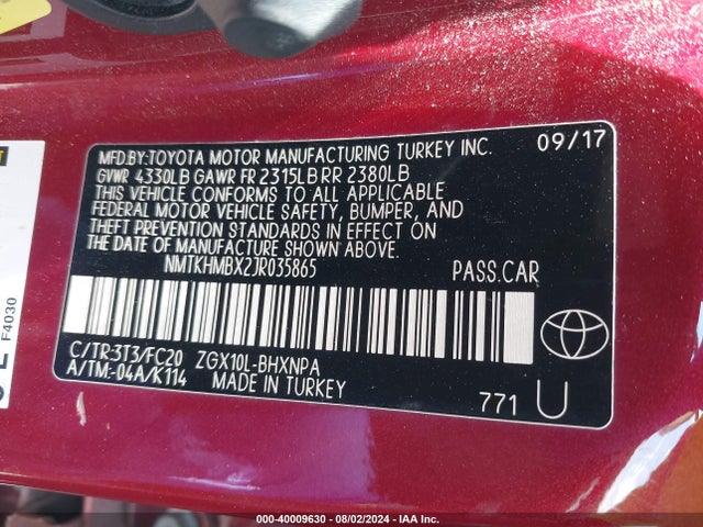 Toyota C-HR XLE 2018 NMTKHMBX2JR035865 Image 9