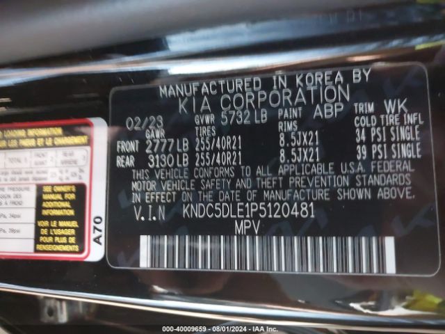 KNDC5DLE1P5120481 KIA Ev6 Gt