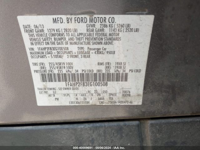 1FAHP2F83EG100508 Ford Taurus Limited