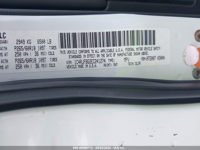 Jeep Grand Cherokee Limited 2014 1C4RJFBG2EC241274 Image 9