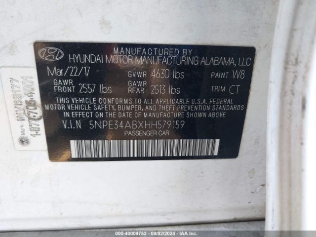 5NPE34ABXHH579159 Hyundai Sonata Sport 2.0t