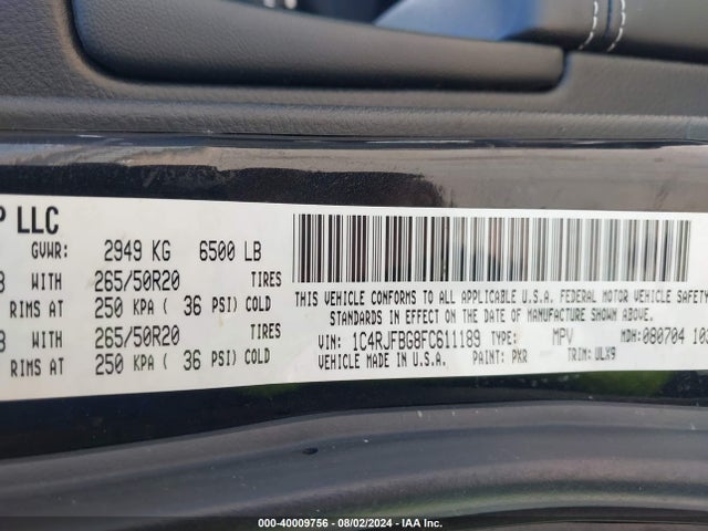 Jeep Grand Cherokee Limited 2015 1C4RJFBG8FC611189 Image 9