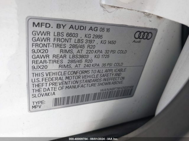 WA1VABF78HD020109 Audi Q7 3.0t Premium