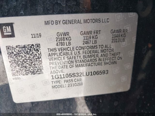 1G1105S32LU106593 Chevrolet Impala Fwd Premier