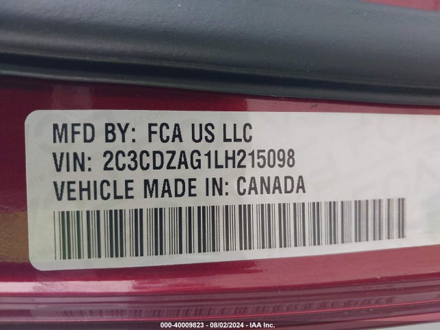 Dodge Challenger Sxt 2020 2C3CDZAG1LH215098 Image 9
