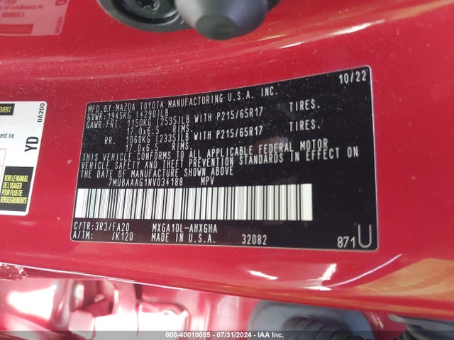 Toyota Corolla Cross Le 2022 7MUBAAAG1NV034188 Image 9