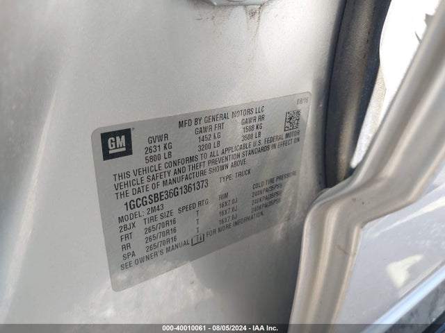 1GCGSBE36G1361373 Chevrolet Colorado Wt