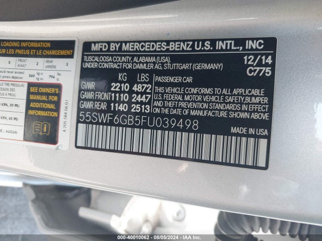55SWF6GB5FU039498 Mercedes-Benz C 400 4matic