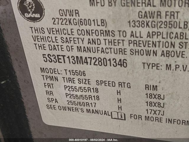 2007 SAAB 9-7X 5S3ET13M472801346 Photo 8