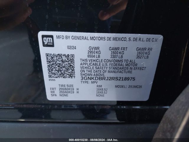 3GNKDBRJ2RS218975 Chevrolet Blazer Ev Eawd Lt